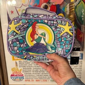 Disney The Little Mermaid Ariel Stained Glass Print Make-Up Bag NWT
